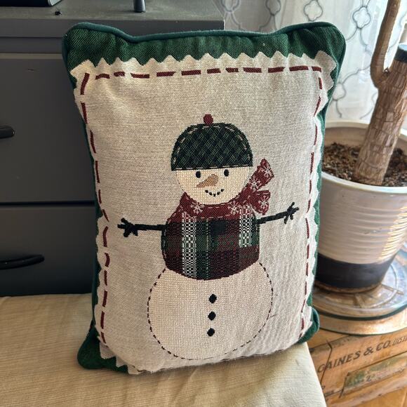 Unbranded Other - Vintage snowman needlepoint Christmas throw pillow